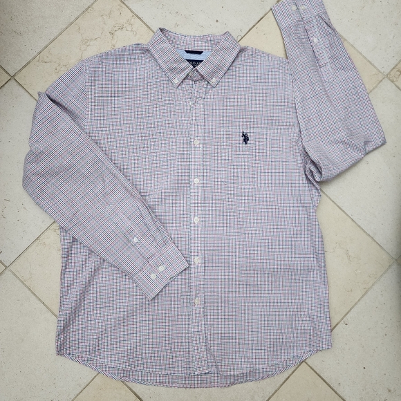 U.S. Polo Assn. Men’s Size XL Red/green/blue Button Down Long Sleeve Dress Shirt - Picture 2 of 3
